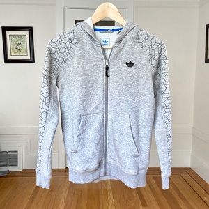 Adidas Grey Geometric Zip-Up Hoodie